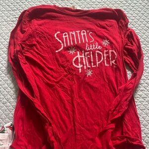 American Eagle Outfitters Red Santa's Little Helper Long Sleeve Tee